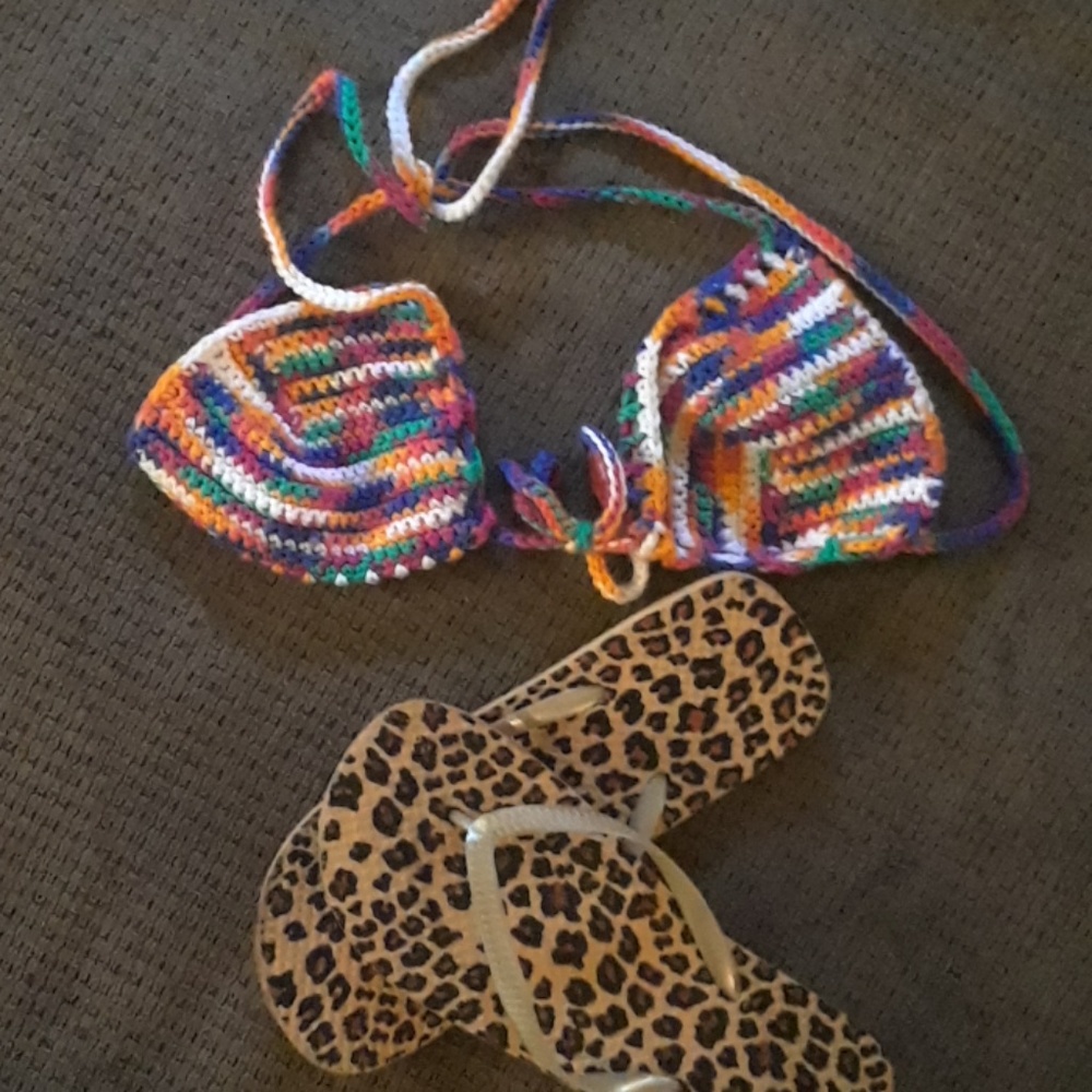 Hand crocheted bikini top
